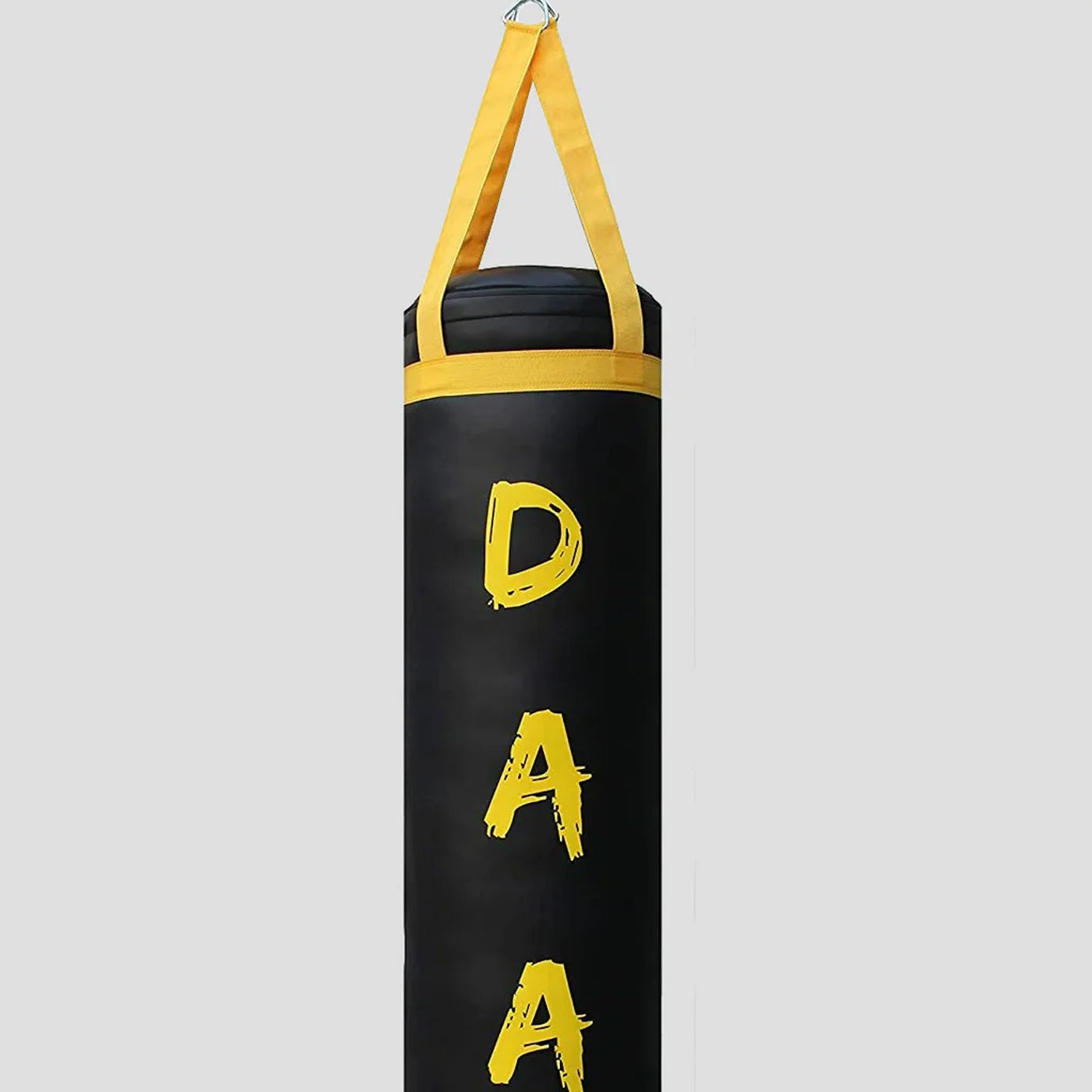 DAAN MMA Black Leather Boxing Punching Bag with Yellow Straps