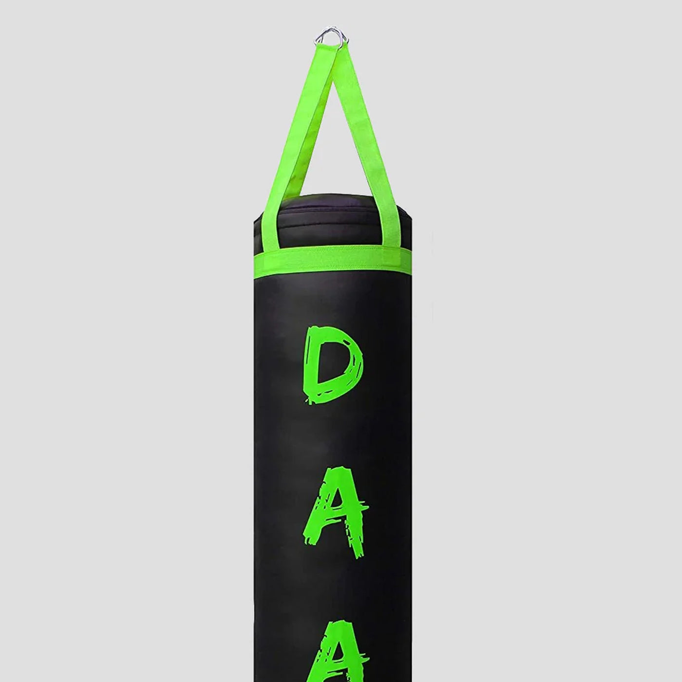DAAN MMA Black Leather Boxing Punching Bag with Green Straps