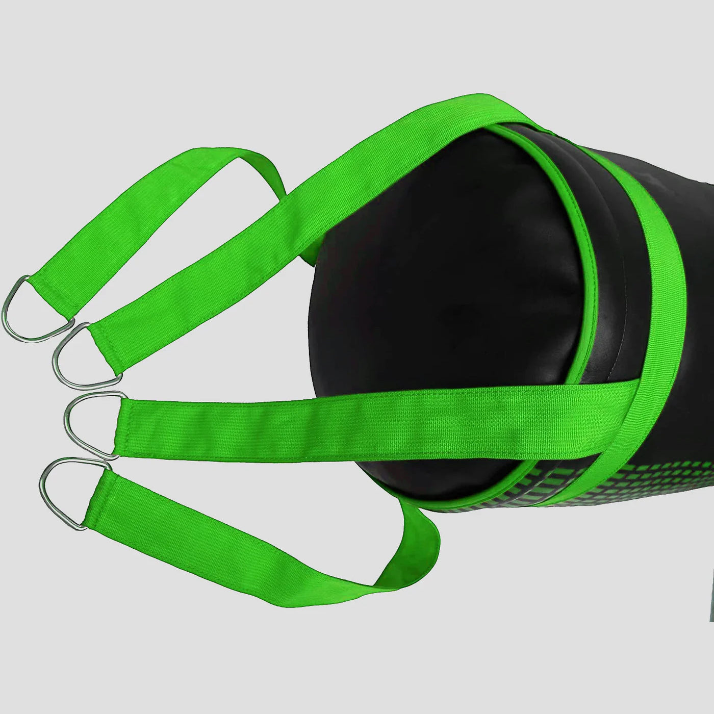 DAAN MMA Black Leather Boxing Punching Bag with Green Straps