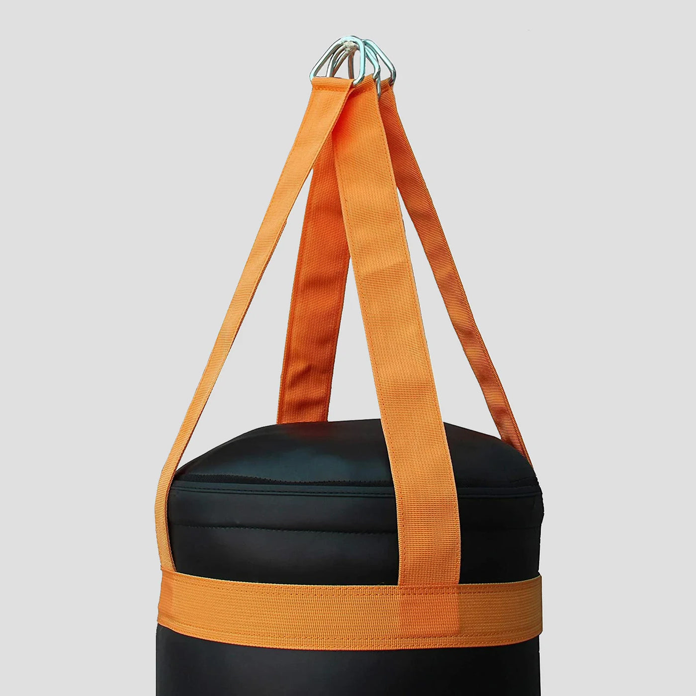 DAAN MMA Black Leather Boxing Punching Bag with Orange Straps