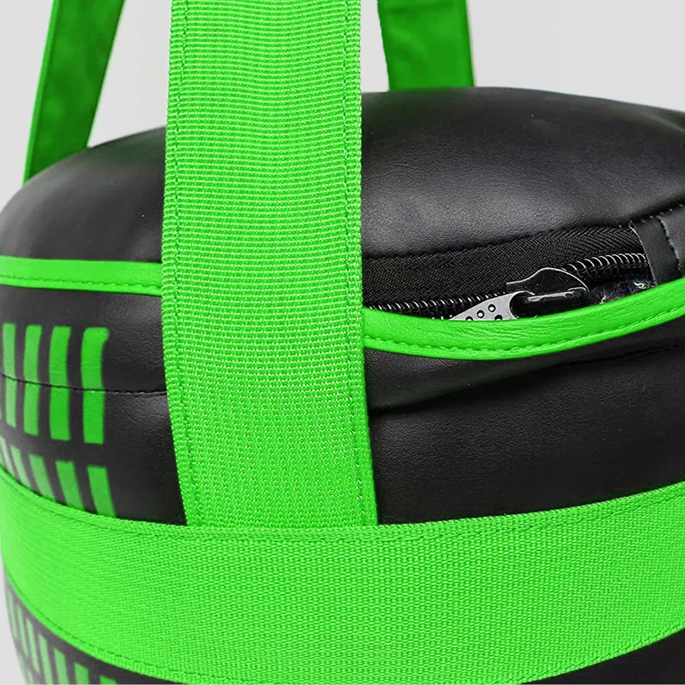 DAAN MMA Black Leather Boxing Punching Bag with Green Straps