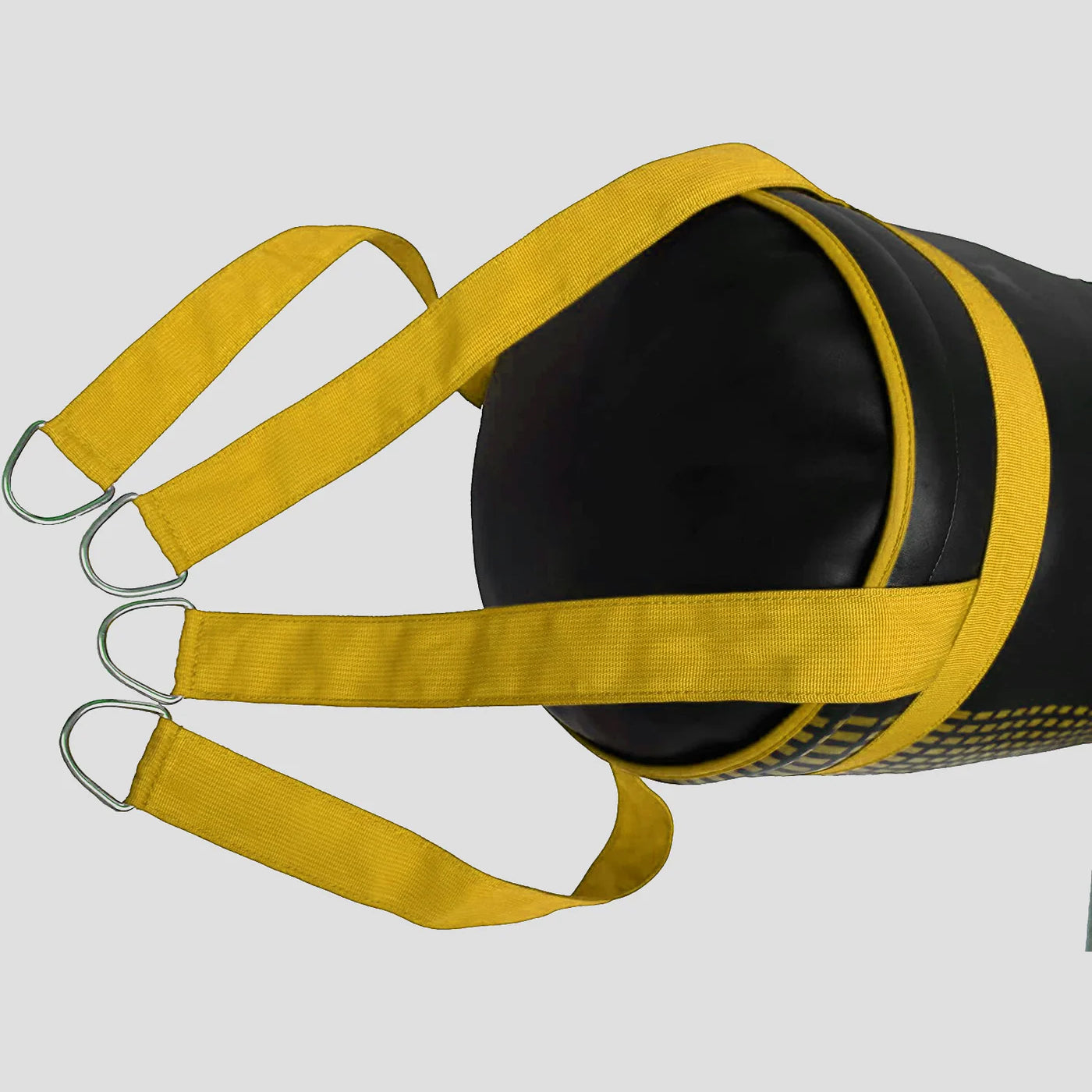 DAAN MMA Black Leather Boxing Punching Bag with Yellow Straps