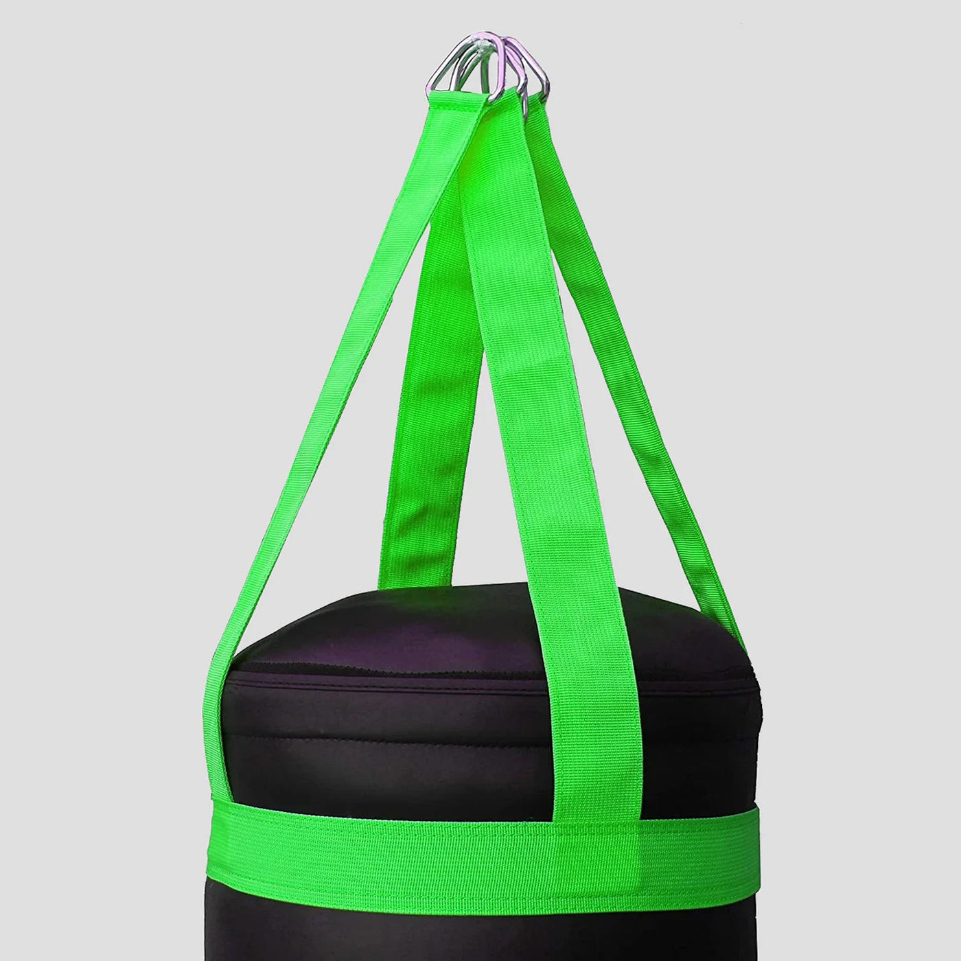 DAAN MMA Black Leather Boxing Punching Bag with Green Straps