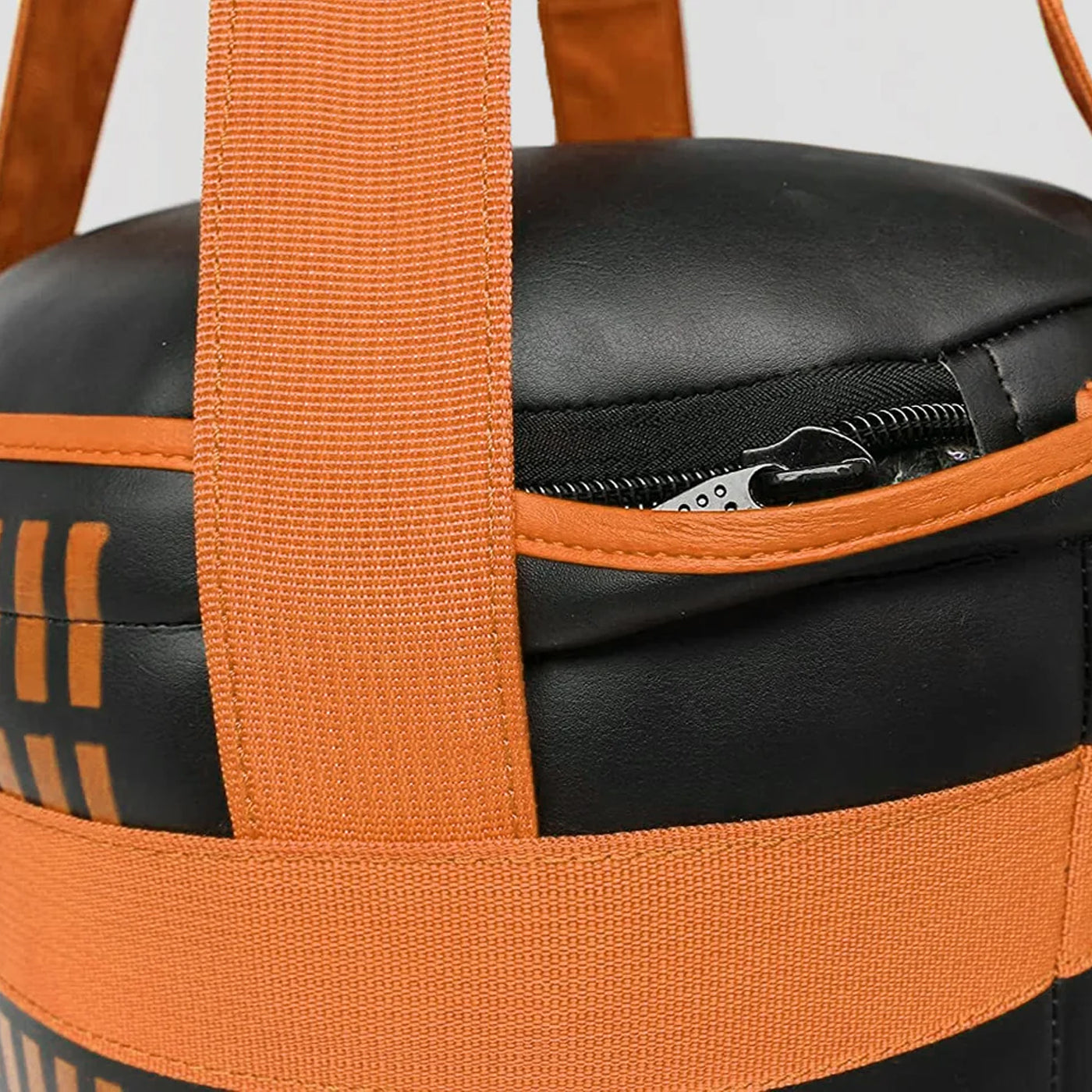 DAAN MMA Black Leather Boxing Punching Bag with Orange Straps