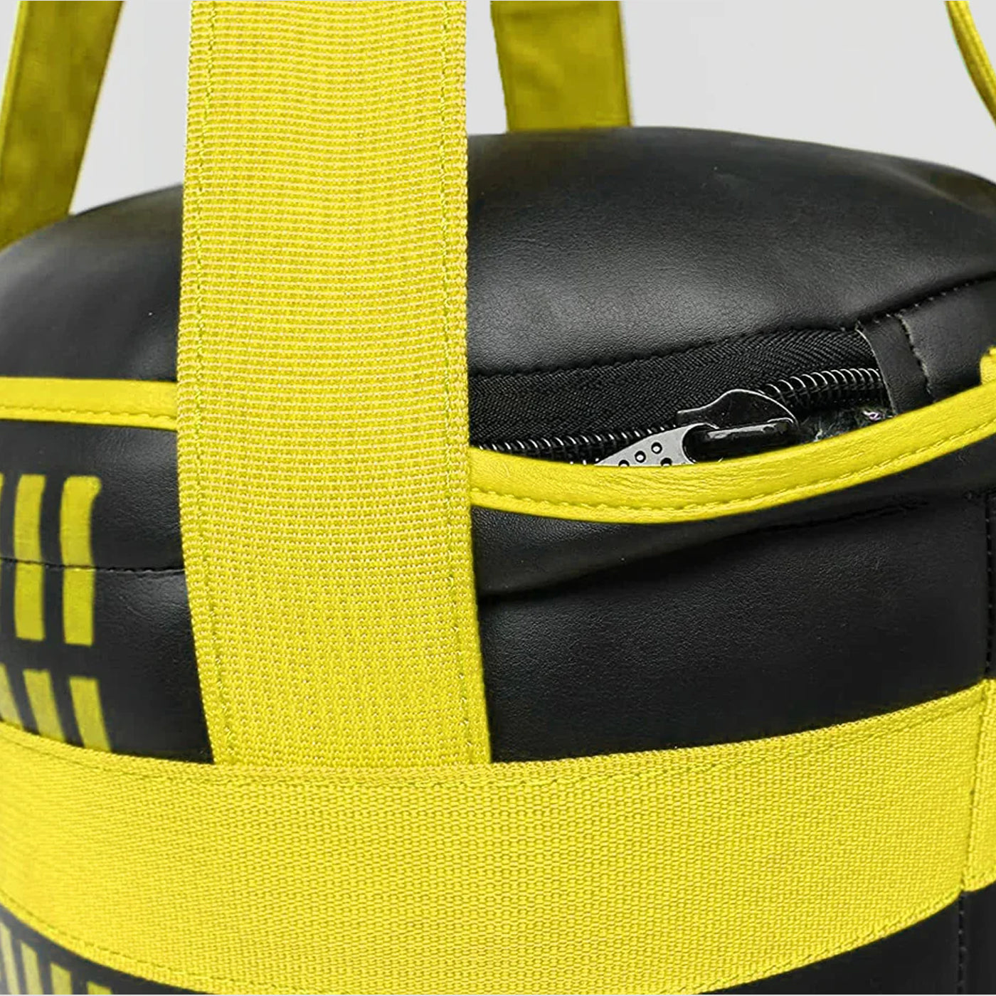 DAAN MMA Black Leather Boxing Punching Bag with Yellow Straps