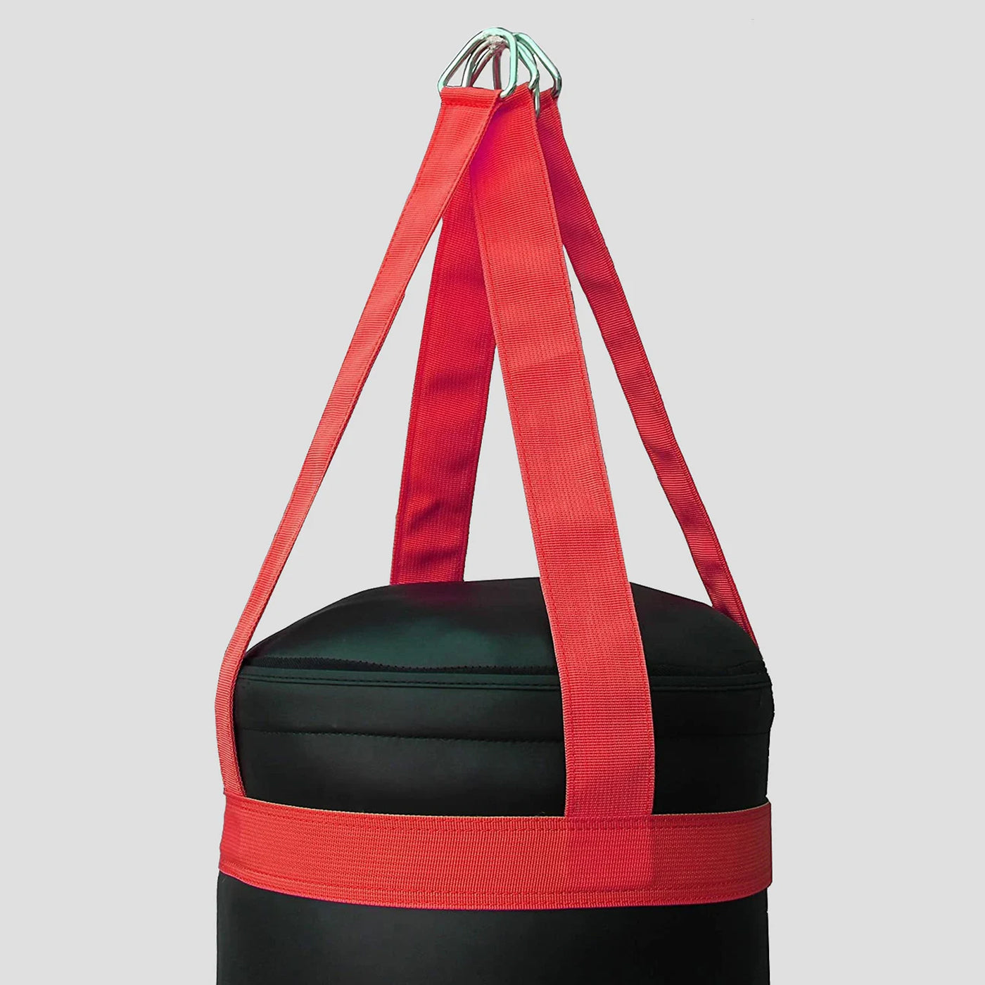 DAAN MMA Black Leather Boxing Punching Bag with Red Straps