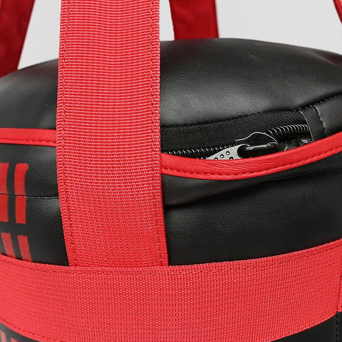 DAAN MMA Black Leather Boxing Punching Bag with Red Straps
