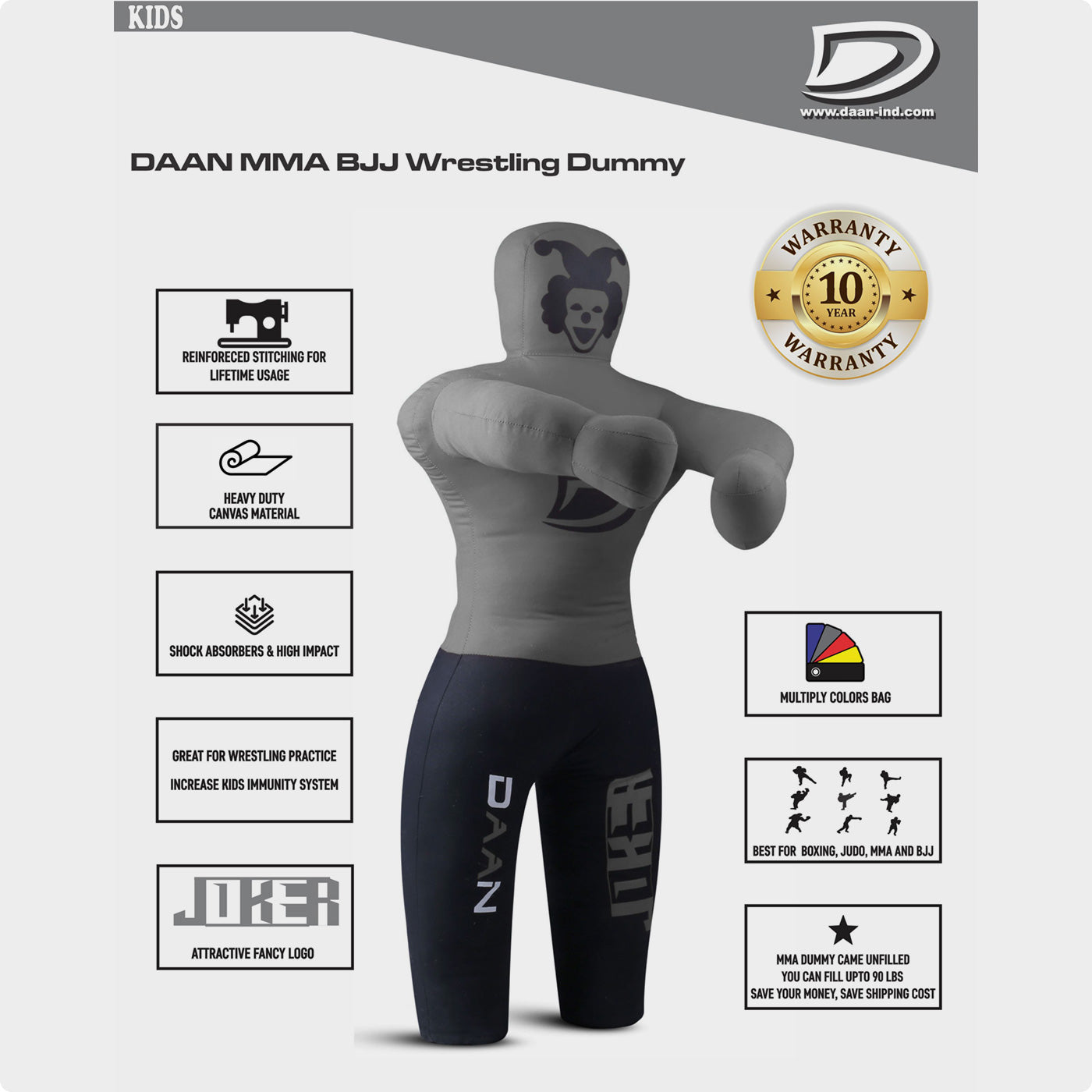 DAAN MMA Red Joker Grappling Dummy for Kids